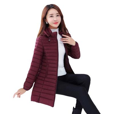 女土棉bs新式冬季2zp韩款修身显瘦中长式大码轻薄羽绒棉衣棉服。