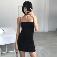 WS buTUDIOd4肩带双层面料纯色平口修身包臀皮筋打底吊带连衣裙