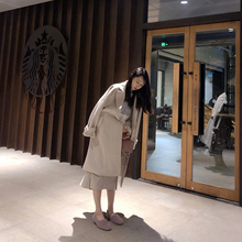 柒柒家bw红呢子加厚rf(小)众轻熟大衣女中长式毛呢春季外套