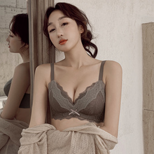 内衣女bx钢圈(小)胸聚qc型收副乳上托平胸显大性感蕾丝文胸套装