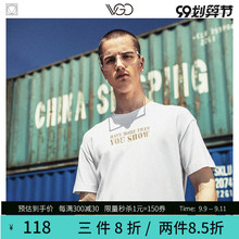VGObx色男T恤潮bw烫金印字个性莫代尔休闲港风短袖休闲夏天