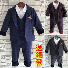 三件套bx秋季英伦新bw男童帅气西装套装花童演出礼服