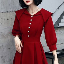 敬酒服by娘2021ch婚礼服回门连衣裙平时可穿酒红色结婚衣服女