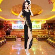 夜店性ca女装深V大ze裙亮片晚礼服长式桑拿技师服夏季高开叉