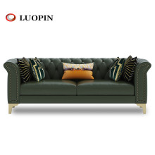 LUOcbIN洛品/rw简/正品牛皮/三的位沙发/实木框架+电镀金属脚L