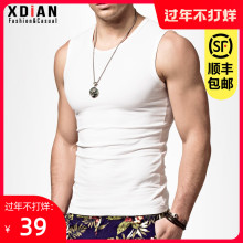 无袖Tcd男士运动健lk型紧身宽肩砍袖打底背心纯潮外穿