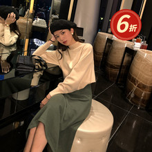 刘妤淇ch020秋冬le厚保暖羊毛针织法式(小)众气质连衣裙中长式