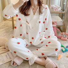 月子服cj乳衣春秋棉ny和服式家居服两件套冬季产后孕妇睡衣