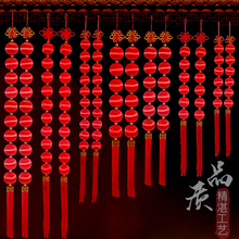 新年装cq品红色丝光tg球串挂件春节乔迁新房挂饰过年商场布置