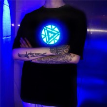 夜店蹦cq发光电音短tg衣服男钢铁侠声控舞蹈演出个性创意漫威