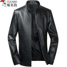 啄木鸟da羊皮男海宁gu皮衣秋季机车服皮衣外套夹克男