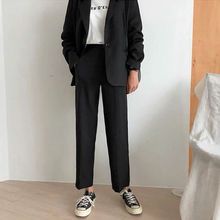 西装裤da直筒宽松垂cu高腰显瘦黑色九分休闲百搭春秋季女裤子