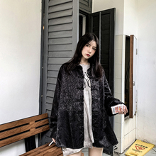 大琪 da中式国风暗de长袖衬衫上衣特殊面料纯色复古衬衣潮男女