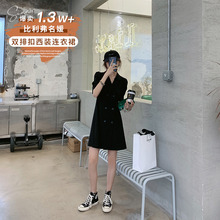 【胡楚de】2020di天黑色收腰显瘦修身气质轻熟风西装连衣裙女