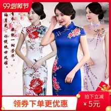 中国风df妈裙中年女od秀演出2020年新式长式优雅大码改良