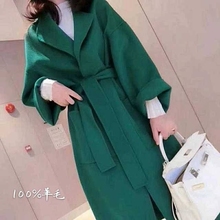 反季2di20新式韩ou羊绒女中长式纯手工羊毛赫本风毛呢外套