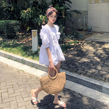 神装定do 港风衬衫un感(小)众甜美娃娃衫泡泡袖上衣女夏蓬蓬衫