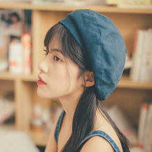 贝雷帽dp女士日系春uw韩款棉麻百搭时尚文艺女式画家帽蓓蕾帽