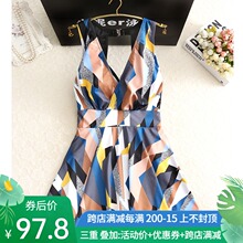 新式泳dp女连体裙式sw瘦性感露背胖mm大码保守韩国泡温泉泳装