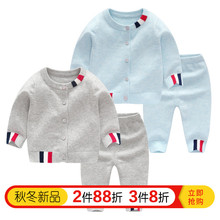 婴儿秋dp纯棉毛衣套lw宝宝秋冬纱衣新生儿针织衫开衫外出衣服