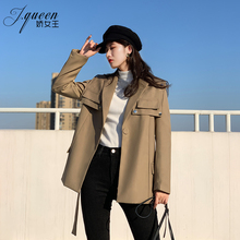 (小)西装dq套女装20jf季新式韩款英伦风衣(小)众设计感流行系带西服