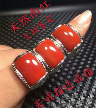 纯天然dr红玛瑙银戒tx口满色满肉柿子红霸气马鞍男戒捡漏包邮