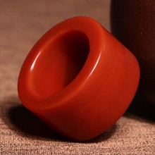 方言企dr精品68元tx红玛瑙岁月痕迹厚重包浆复古扳指玉戒指N