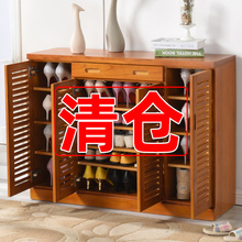 实木鞋du特价简约现ao百叶门厅柜家用门口大容量收纳橱玄关柜