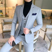 西服套dw男士修身三yk业商务正装西装伴郎服装新郎结婚礼服
