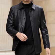 202dx春秋新式海jb皮衣男士休闲商务装中老年爸爸装皮夹克外套