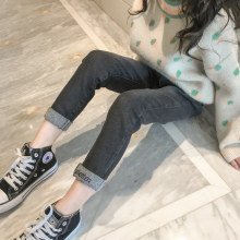 女童加dz牛仔裤20kj式秋冬季韩款洋气黑色(小)脚长裤宝宝加厚裤子