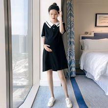 T恤连dz裙中长式夏kj宽松大码裙子时尚潮妈孕妇裙夏装