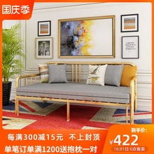 简约双ee铁架床伸缩yu用床北欧金属可折叠(小)户型沙发