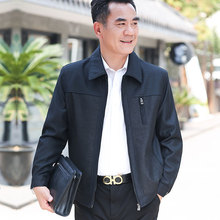 爸爸春eh季外套50op的夹克男士秋装60岁70老的80爷爷上衣服装