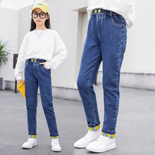 女童牛ez裤春秋装新sf童装冬季加绒加厚宽松外穿洋气宝宝裤子