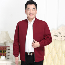 高档男fa20秋装中dz红色外套中老年本命年红色夹克老的爸爸装
