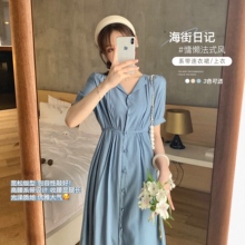 花栗鼠fa姐2020mo式收腰气质雪纺碎花连衣裙女夏法式复古长裙