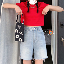 王少女fb店牛仔短裤cb1年春夏季新式薄式黑白色高腰显瘦休闲裤子