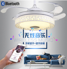 42寸fb形装饰吊扇yt音乐客厅灯遥控静音LED时尚北欧水晶吊灯