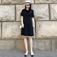 赫本(小)fm裙2021dx韩款女士气质显瘦直筒裙子夏宽松雪纺连衣裙