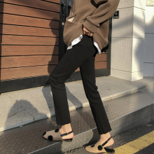 EKOfmL弹力高腰dx2021春季新式九分裤显瘦休闲直筒裤