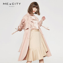 MECfrTY女装ozmets春英伦风双排扣系带收腰中长式斗篷风衣外套