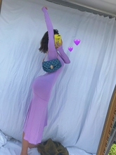 秋季女fr网红香芋紫zm臀打底裙显瘦圆领长袖鱼尾连衣裙长裙女