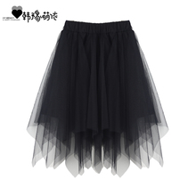 宝宝短ft2020夏cj女童不规则中长裙洋气蓬蓬裙亲子半身裙纱裙