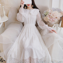 连衣裙fw020秋冬gs国chic娃娃领花边温柔超仙女白色蕾丝长裙子
