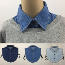 天天特ge装饰牛仔女bi领男百搭时尚纯棉假衬衣领韩款潮