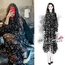 欧阳娜gj同式碎花雪dg裙2020秋冬新式打底收腰显瘦气质女