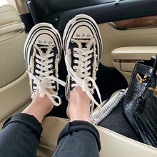 网红同go帆布板鞋女er0夏ins超火复古龟酱厚底休闲百搭学生女鞋