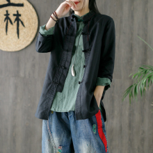 子曰原go棉麻上衣中in扣唐装衬衫文艺中式复古汉服亚麻外套