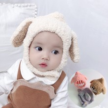 秋冬3gz6-12个gs加厚毛绒护耳帽韩款兔耳朵宝宝帽子男